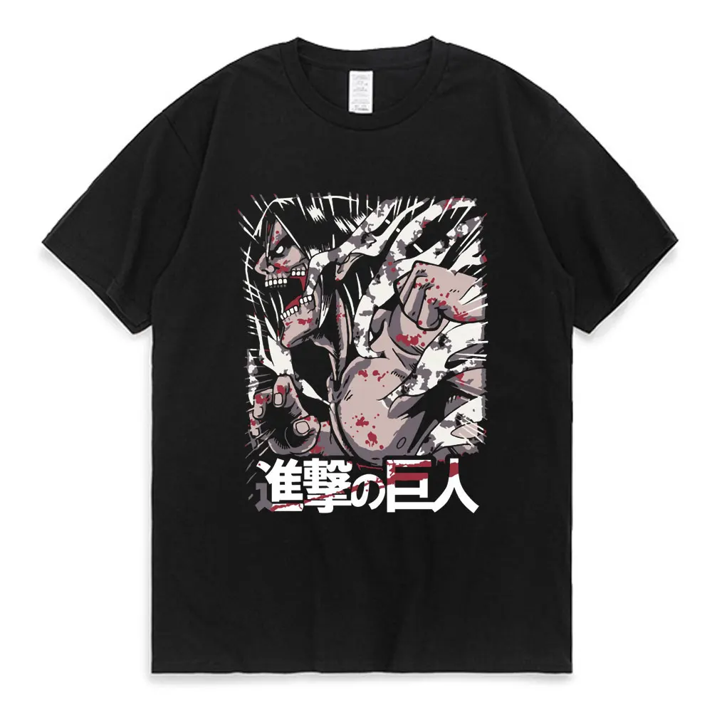 

Футболка с принтом японского аниме «атака на Титанов», уличная одежда в стиле хип-хоп, футболка с графическим рисунком, хлопковая оверсайз рубашка в стиле Харадзюку с коротким рукавом