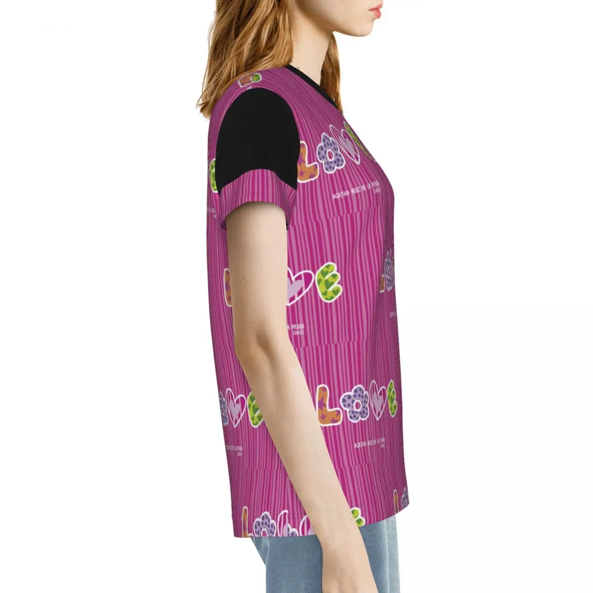 Фото Футболка с узором Agatha Ruiz-De La-Prada, женские футболки с короткими рукавами, одежда с круглым вырезом, хлопковые летние футболки, уличная одежда №4