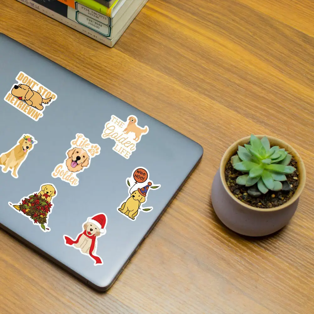 

50Pcs Cute Golden Retriever Sticker Fridge Phone Cup Computer Notebook Ipad Stationery Personalized Kawaii Stationery Stickers