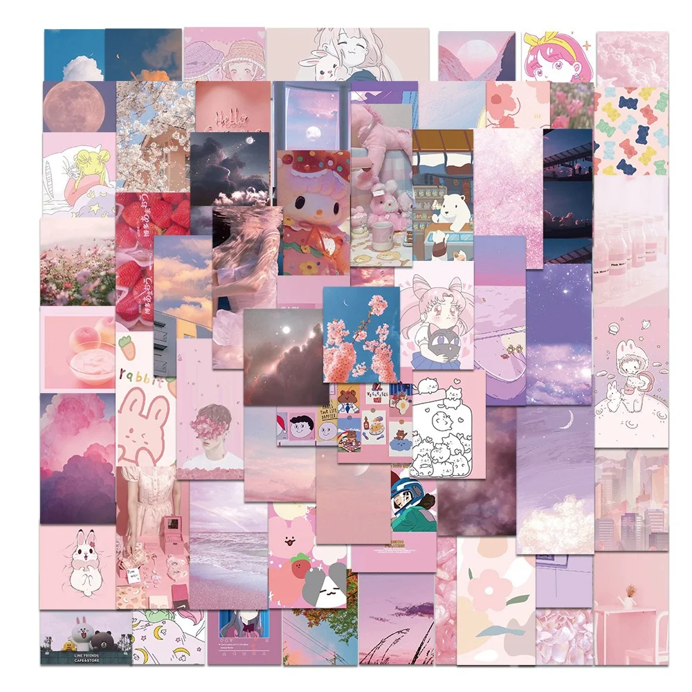

10/30/50pcs Pink Series Cartoon Cute Girly Stickers For Kids Toys Luggage Laptop Ipad Guitar Skateboard Car Stickers Wholesale