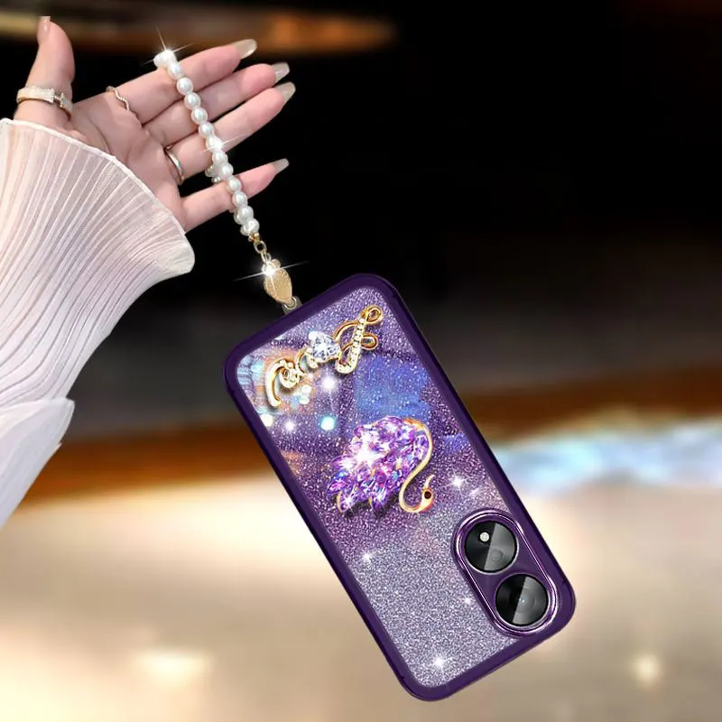 Роскошный Бриллиантовый лебедь для телефона A58 Обложка OPPO A78 A98 A77 A38 Reno7 4G Realme 11