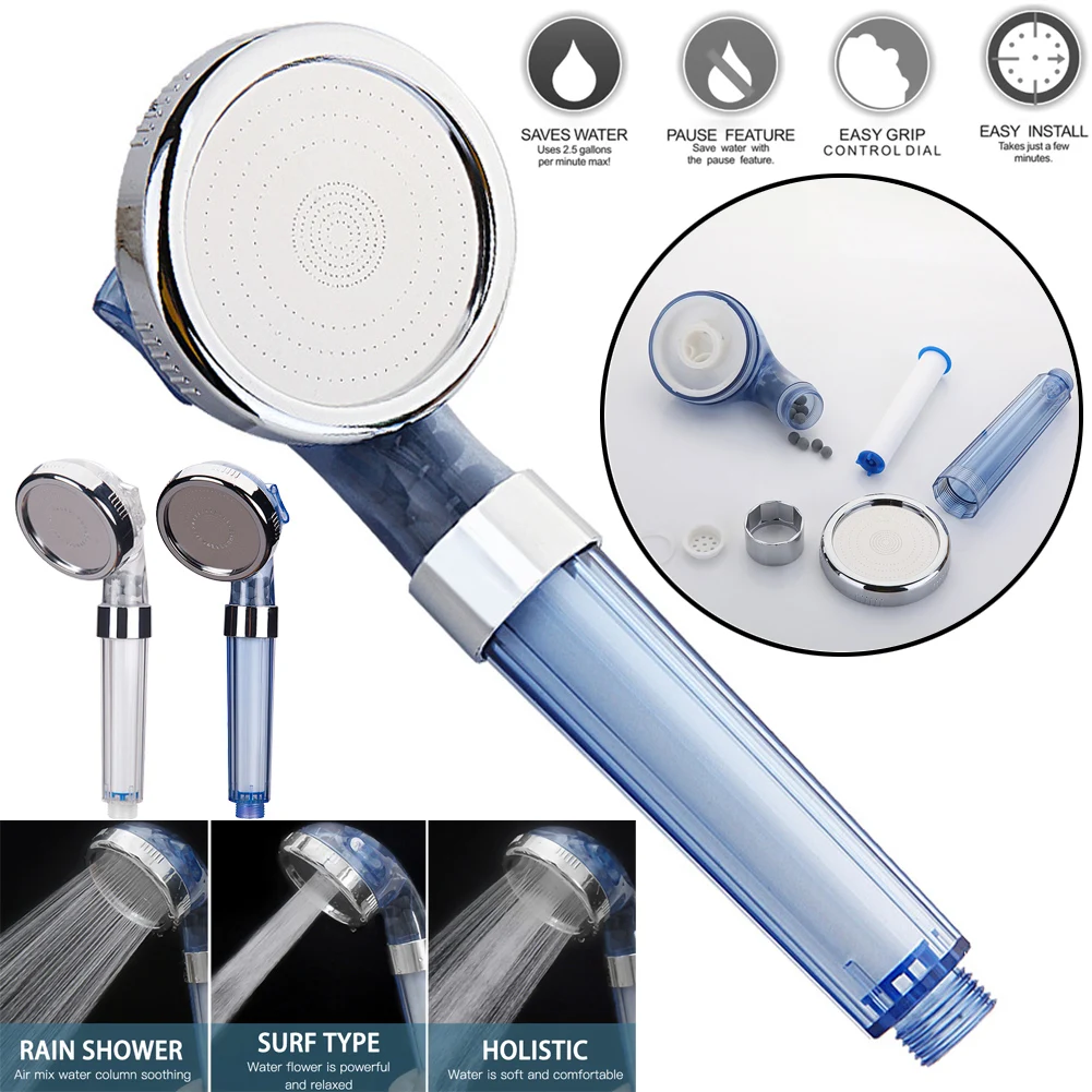 

Filter 3 Spray Modes High Pressure Shower Head Bath Water Saving Handheld Detachable Filter Rainfall For Bathroom Supplies