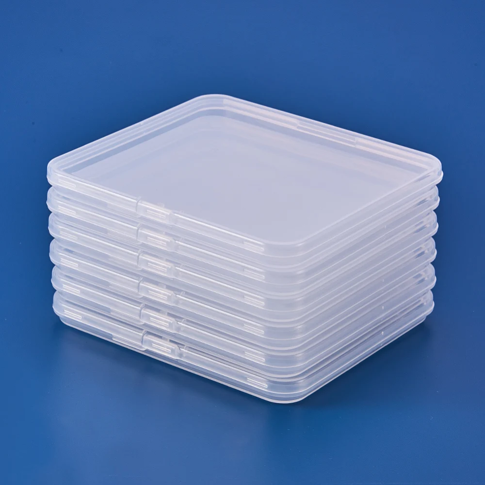 6pcs/set Transparent Plastic Bead Containers Portable Square Jewelry Storage Box Handmade Crafts Organizer Case 12.5x11.5x1.15cm