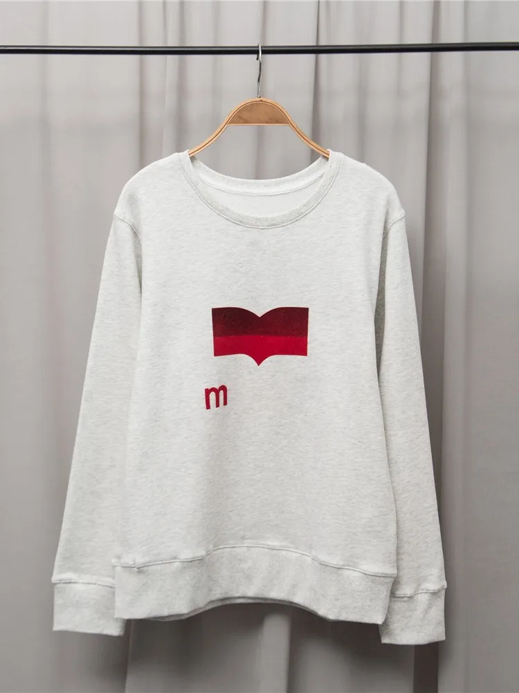 

2022 Spring / Autumn Casual Loose Hoidies Gradient Color Flocking Print Solid Color Round Neck Sweatshirt Women