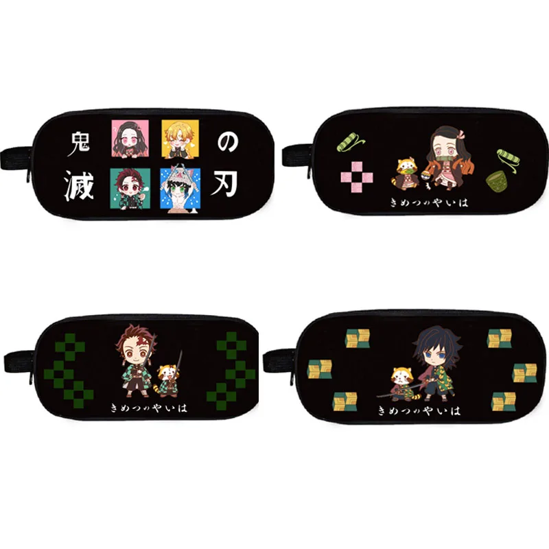 

Чехол-карандаш для студентов Kamado Nezuko Agatsuma Zenitsu с рассеканием демонов, вместительная двухслойная косметичка, сумка для хранения, чехол-каран...