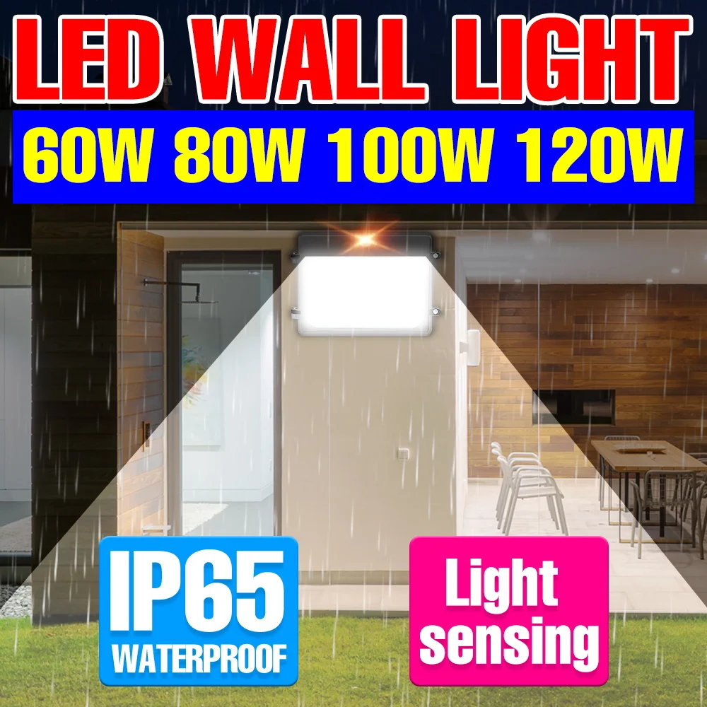 Outdoor Wall Lamp LED Floodlight LED Light Bulb Street Light IP65 Waterproof External Sconce 60W 80W 100W 120W Garden Projector