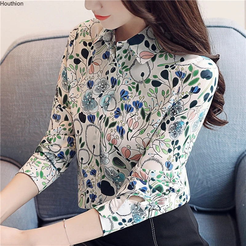 

Chiffon Women's Shirt Long Sleeve Blouse New Korean Version Top Comfortable Fashion Houthion