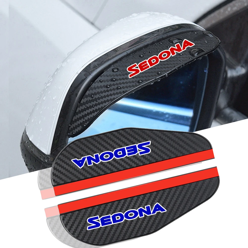 

2pcs Car Rear View Mirror Rain Eyebrow Visor Carbon Fiber For KIA Sedona 1 2 3