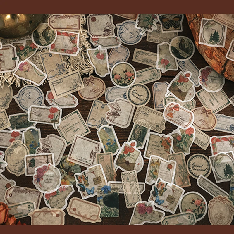 

100PCS Vintage Character Flower Stamp Sticker DIY Scrapbooking Collage Phone Diary Album Happy Planner Gift Seal Decoration