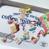cute kawaii rabbit bear kpop keychain mobile phone pendant decorative notebook accessories girls gift school stationery