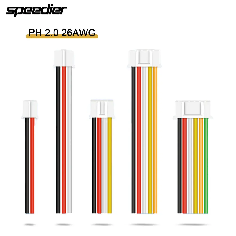 PH 2,0 силиконовый провод одинарный Двойной фотоэлектрический кабель 2/3/4/5/6/7/8/9/10P 26AWG/22AWG 20 см 30 см