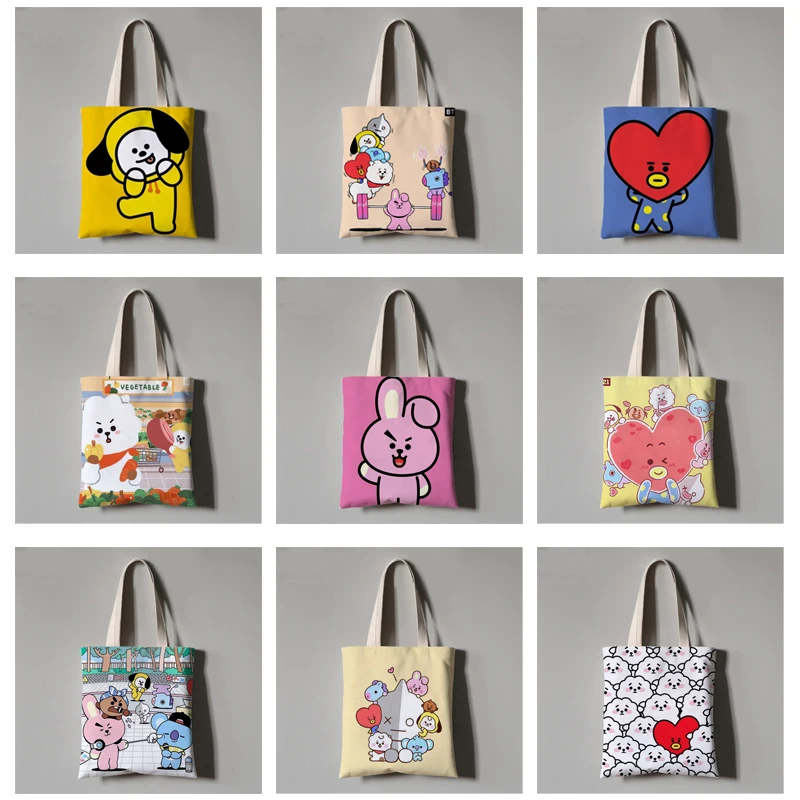 

40Cm Cartoon Kawaii Bt21 Surrounding Horizontal Canvas Bag Cute Handbag Bag Environmentally Friendly Shopping Bag