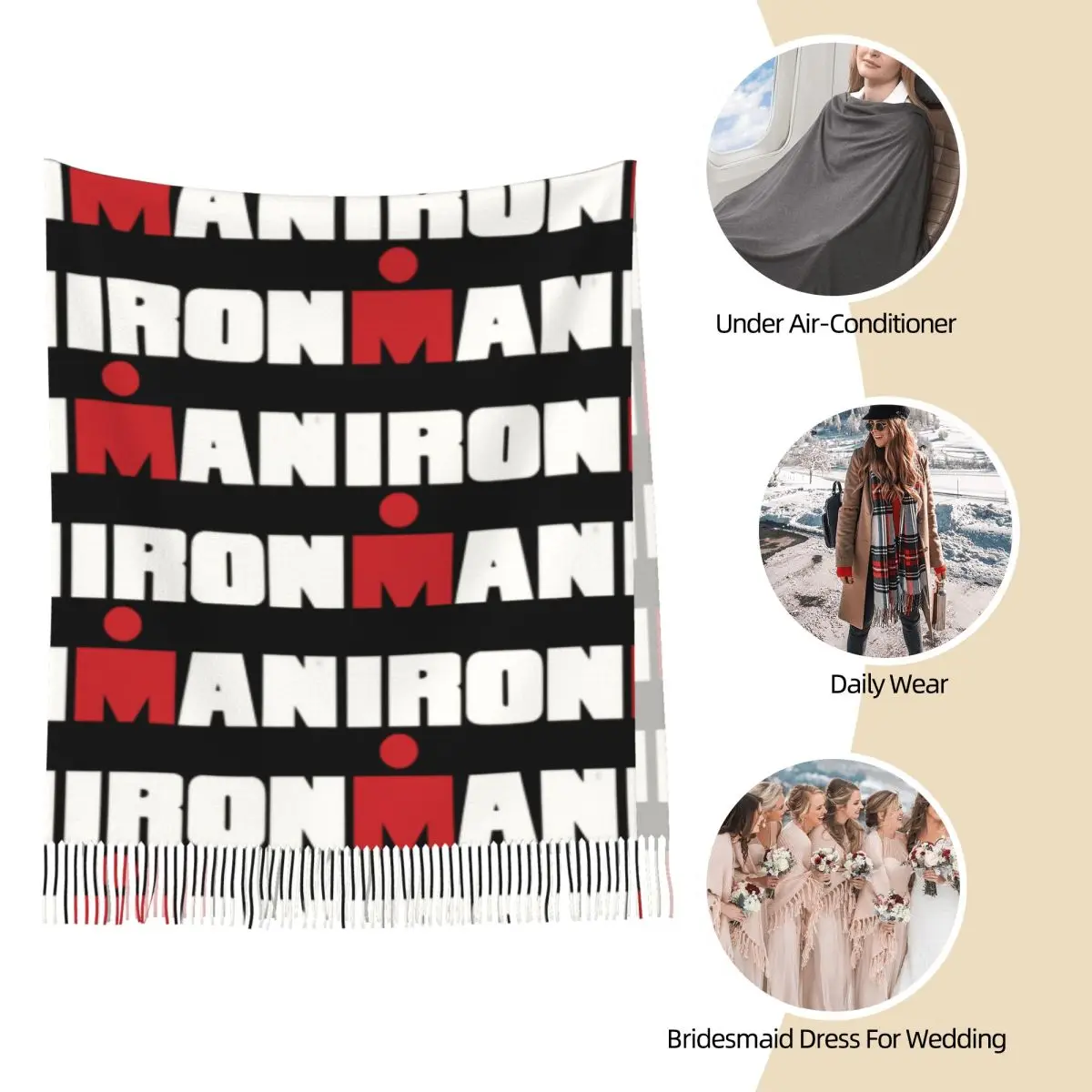 Женский шарф с логотипом триатлона Crazy Endurance Race зимняя теплая шаль из пашмины