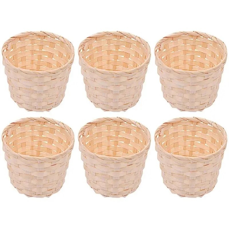 

6pcs Bamboo Woven Baskets Home Storage Basket Bamboo Woven Basket Woven Basket Large Decorative Desktop Basket Sundries