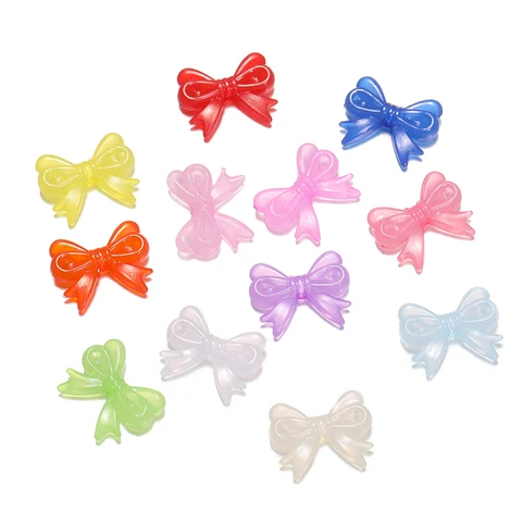 Многоцветные акриловые бусины-бантики AGCFABS