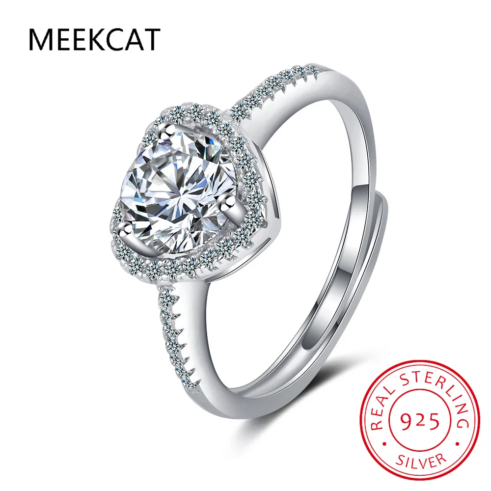 

1 Carat Heart Cut Moissanite Wedding Ring for Women Heart Shaped Diamond Engagement Band Sterling Silver Promise Bridal Rings