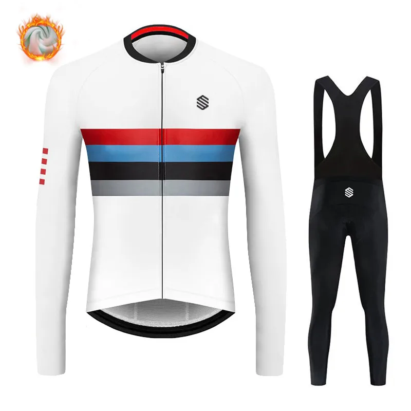 

2024 SirokoTech Winter Cycling Jersey set Men long sleeves MTB Jersey Bike maillot Ropa Ciclismo Thermal Fleece Cycling Clothing
