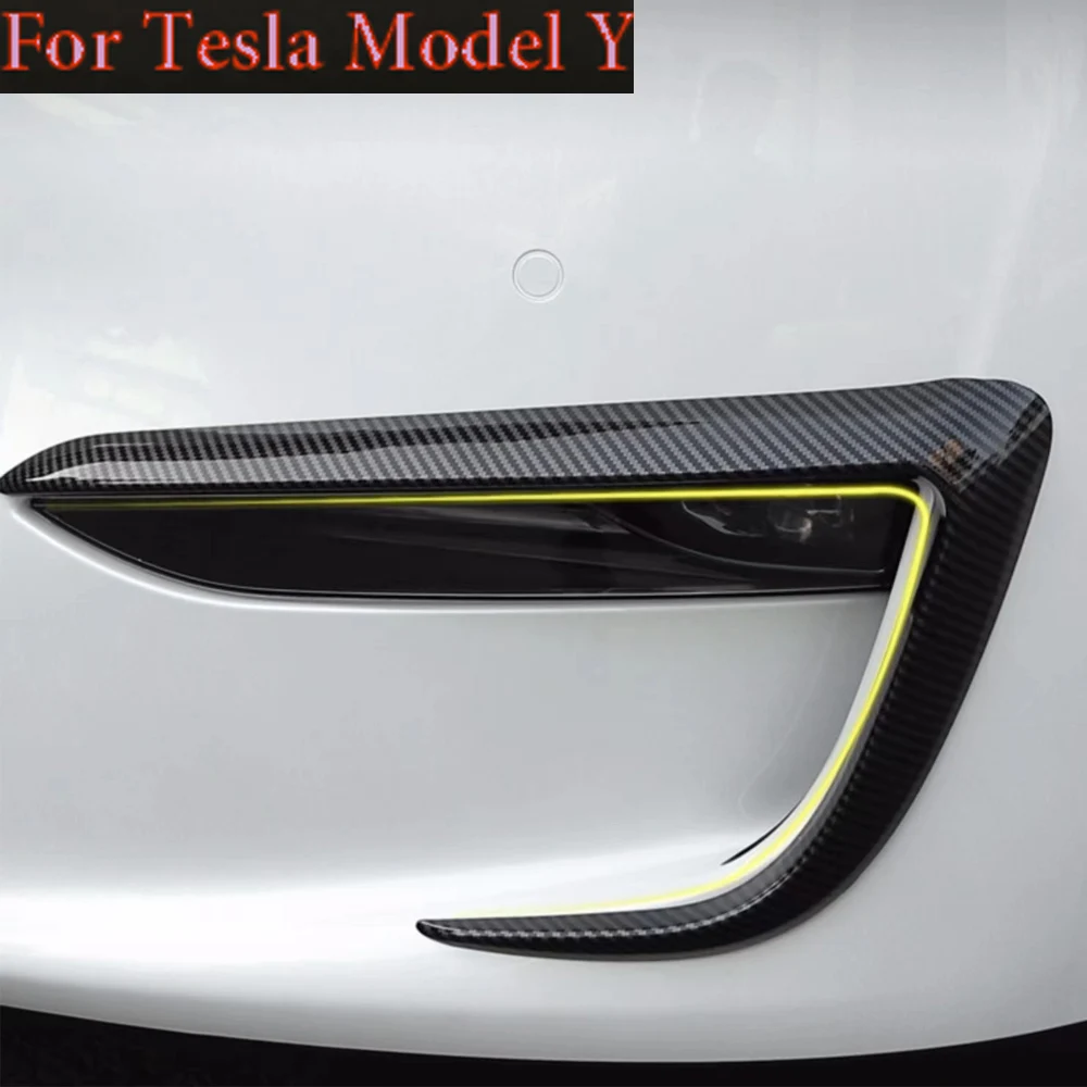 

Отделка переднего лезвия автомобиля из АБС-пластика черное углеродное волокно для Tesla Model 3 Y 2017-2023 Бриллиантовая рамка для ветрового ножа и п...
