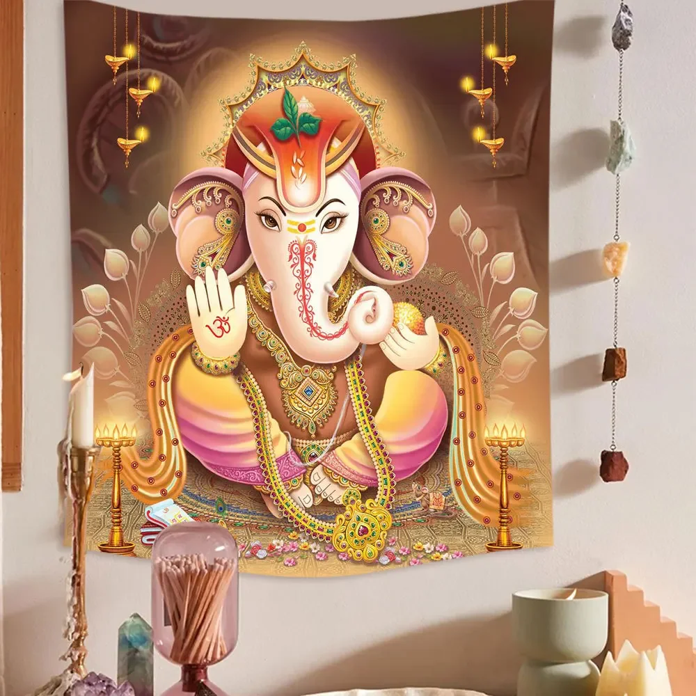 Indian Elephant Mandala Tapestries Multiple Sizes Wall Hanging Ganesha Walls Decor Polyester Fabric Home