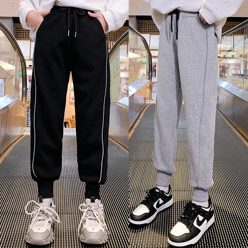 

2022 Spring Girls Knitted Pants Loose Casual Kids School Sweatpants Grey Elastic Waist Teens Students Trousers Children Clothes