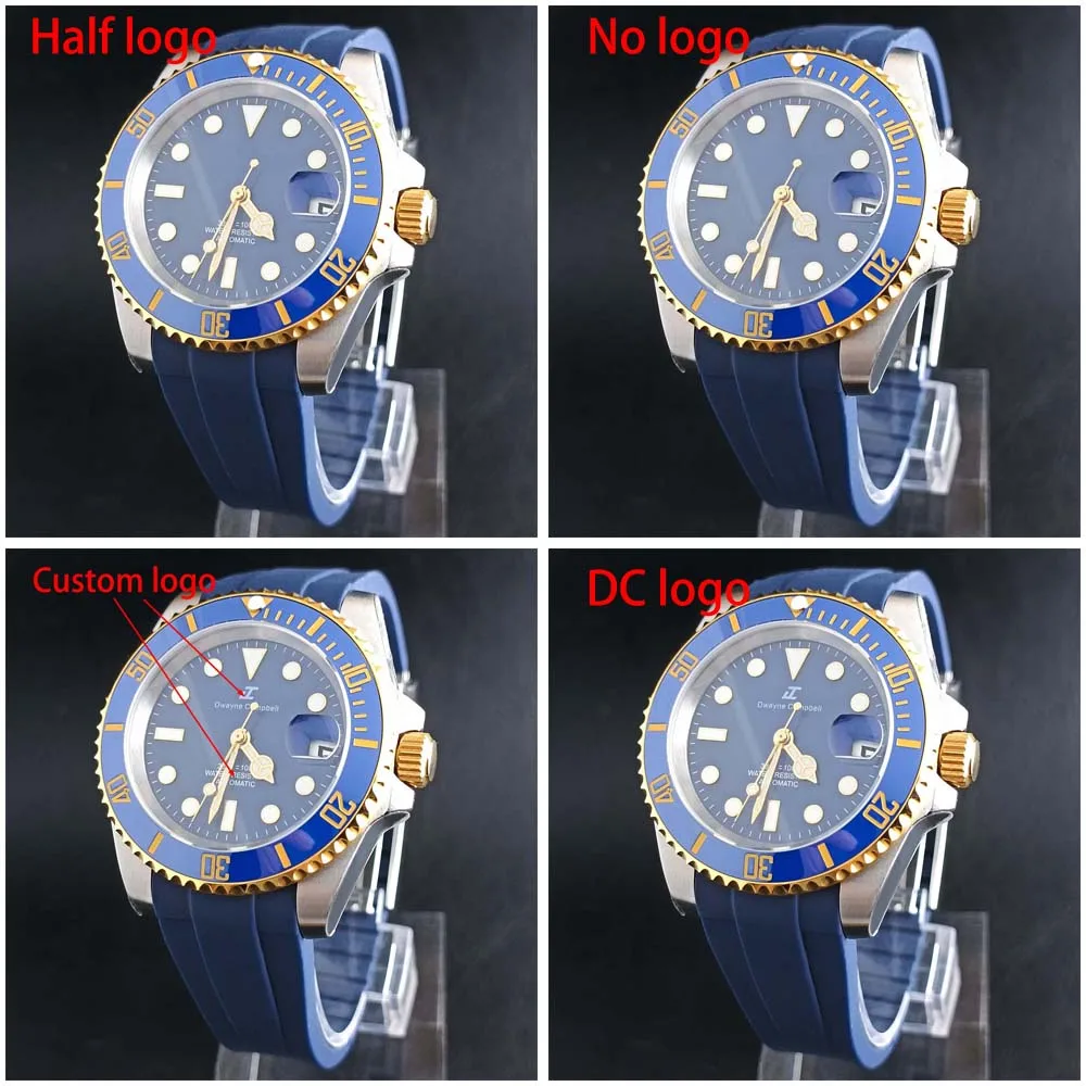 

40,5 мм дайвинг автоматические мужские часы NH35 движение керамическое кольцо водонепроницаемые часы сапфир GMT чехол 20 мм резиновый ремень