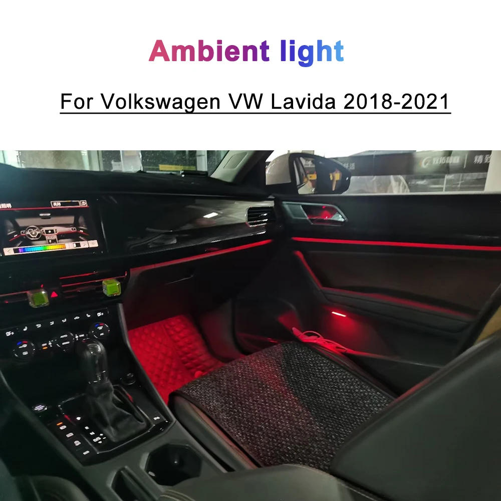 

Автомобильный окружающий свет для Volkswagen VW Lavida 2018-2021, внутренняя дверная ручка, декоративсветильник свет, 64 цвета, атмосферная лампа