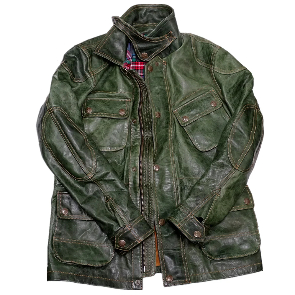 

Уличное Мужское пальто высокого качества, роскошная мужская куртка-бомбер из конской шкуры, тренчкот большого размера из натуральной кожи, ...