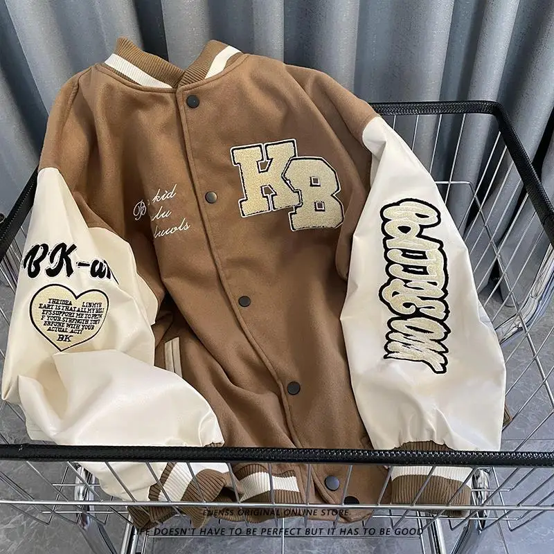 

Autumn American Women's Jackets Harajuku Baseball Jerseys Hip Hop Men's Jackets Coats PU Leather Long Sleeve Loose Jackets