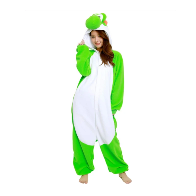 Фото Yoshi Kigurumi женские комбинезоны для Хэллоуина, карнавальный костюм, флисовый рождественский наряд, пижамы для всего тела, одежда для сна, комбинезон с героями мультфильмов №5