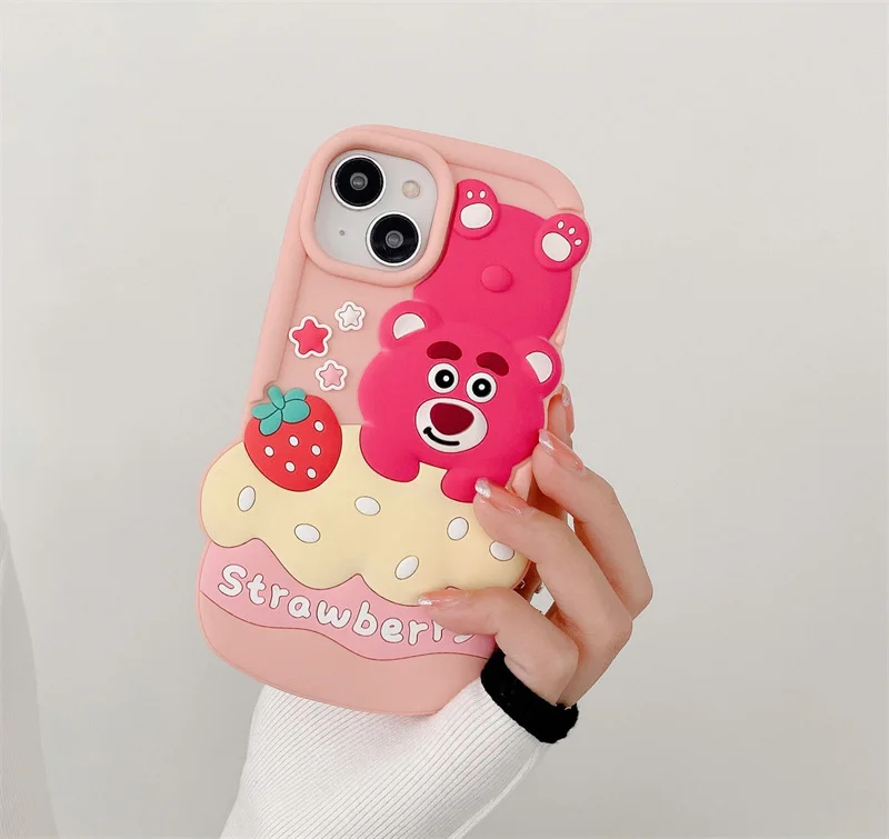 

Silicone Cute Cake Bear Phone Case Cover for IPhone 11 12 13 14 Pro Max Shockproof Cases for IPhone 14 Pro Max Case