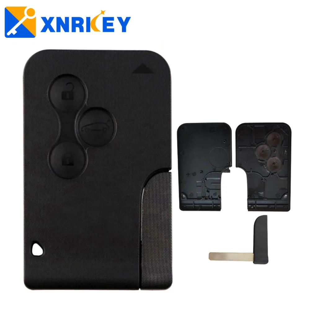 

XNRKEY 3 Button Smart Card Remote Key Shell Fob for Renault Megane 3 Car Key Case Cover with Blade with Logo