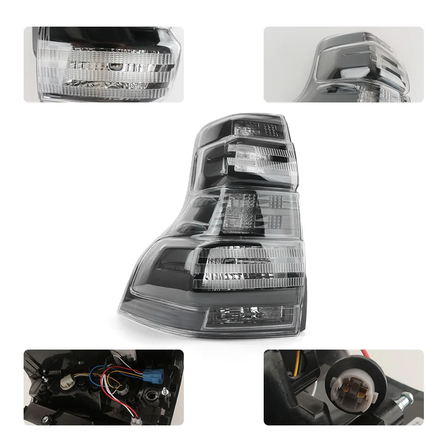 Фото Подходит для Toyota Prado 14-16, комплект задних фонарей, модифицированная версия с усиленным стоп-сигналом, дымчато-черные задние фонари. №3