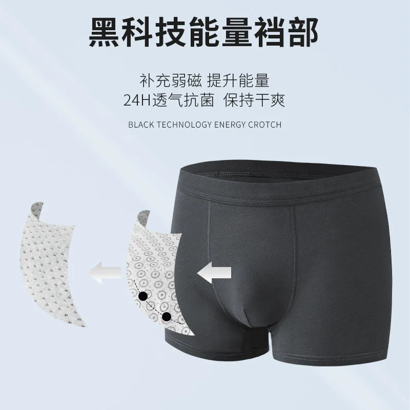 

Solid Color Large Men's Underwear Pure Cotton Boxer Pants Antibacterial Breathable Interior Magnet Mid Waist Boxer Shorts