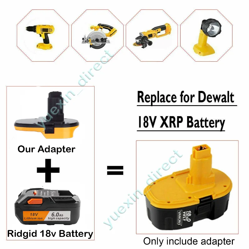 

For Ridgid 18V Lithium-ion Batteries Converts TO Dewalt 18V NiCad XRP Aeg Battery Cordless Adapter Tools