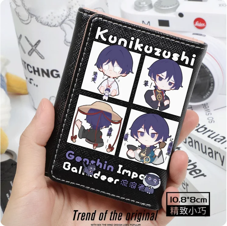 Модный кошелек аниме Genshin Impact Wanderer из искусственной кожи для карт монет сумка