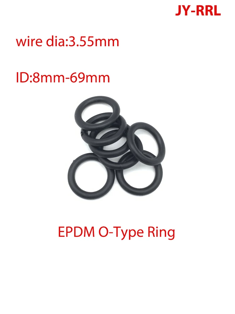 

O-Type Ring Seal Gasket Thickness CS 3.55mmmm ID 8~69mm EPDM Rubber Insulated Waterproof Washer Round Shape Nontoxic Black
