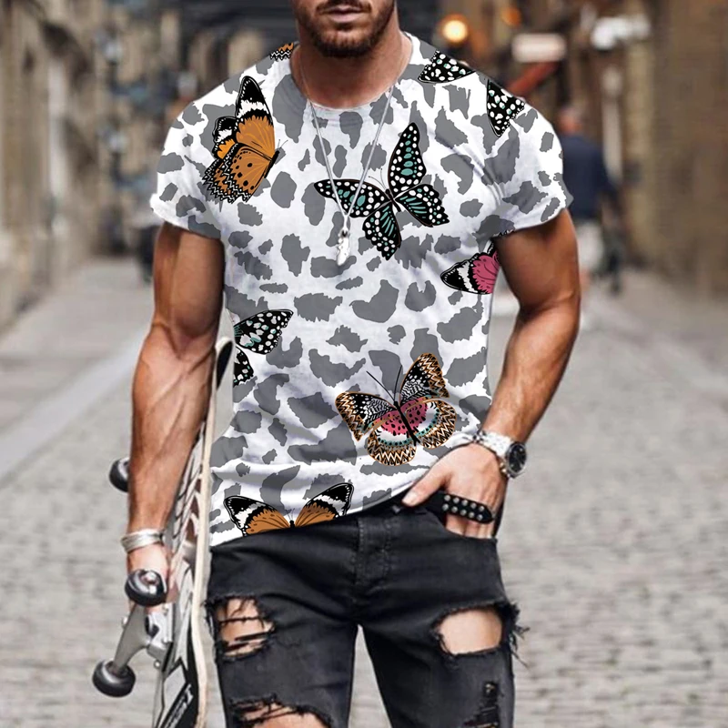 

Men's 3D Exquisite butterfly pattern T-shirt Christmas Fashion Casual Trend Personality Santa Claus Party Oversized Comfortable