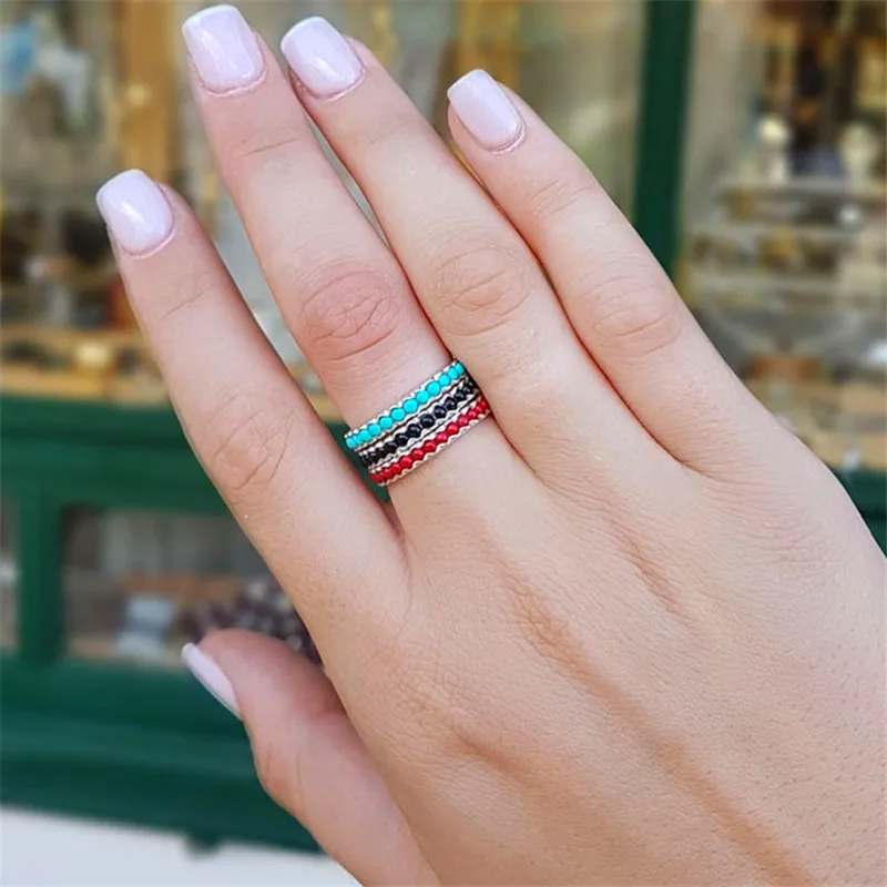 

3pcs Ladies Rings Punk Style Elegant 3 Colors Casual Handmade Accessories Trend Gift Wholesale