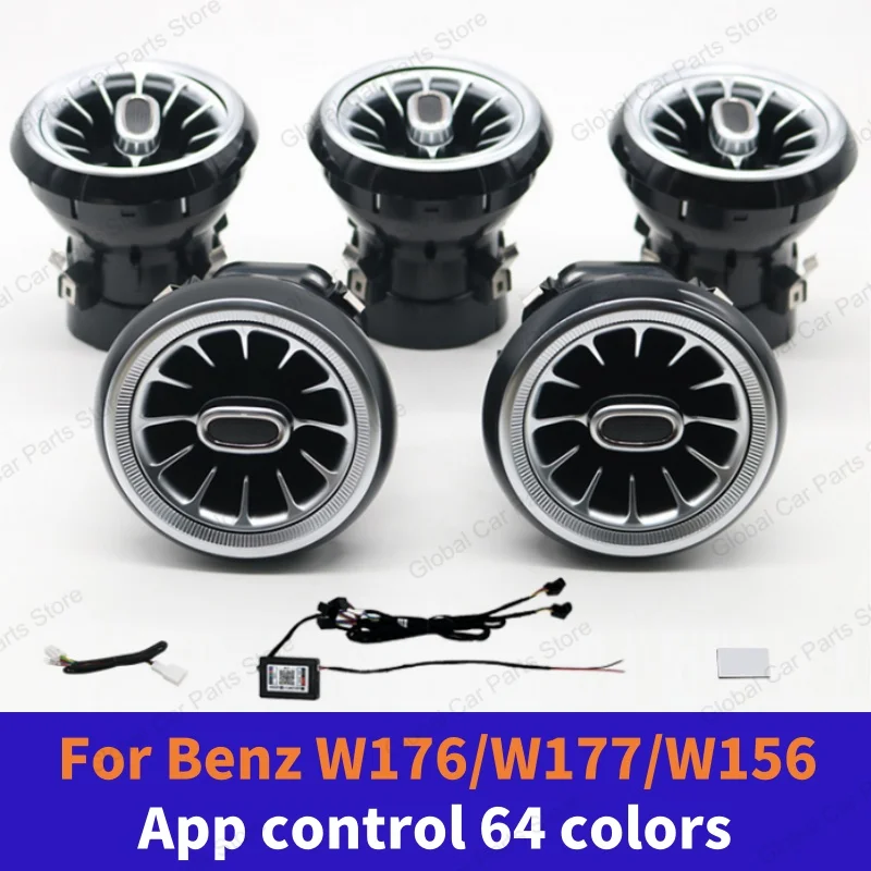 

Для Mercedes-Benz A CLA GLA W176 W117 W156 светодиодные автомобильные вентиляционные отверстия, турбинная насадка 12/64 цвета, комплект окружающего освещения, цвета, вентиляционные отверстия, автомобильная часть