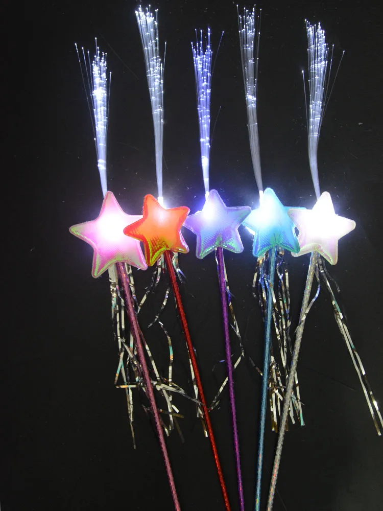 

12pcs LED Glow Fiber Optical Star Kids Light Up Toys for Party Gift Angel Witch Fairy Wand Birthday Wedding Christmas