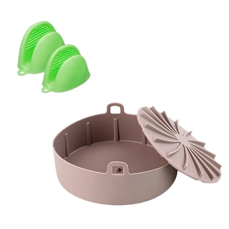 

2 Pieces Air Fryer Silicone Pot Accessories Air Fryer Liners Silicone Air Fryer Basket With Mini Silicone Oven Mitts