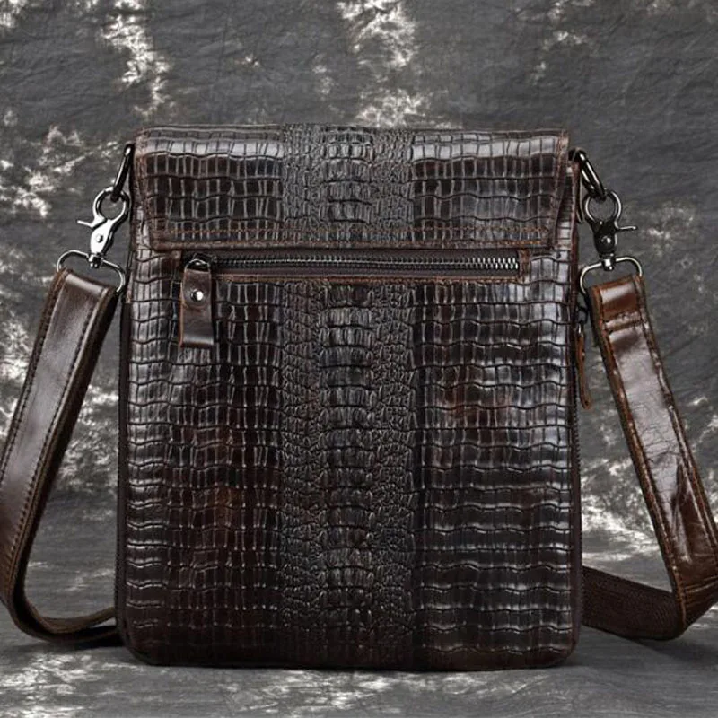 Сумка на плечо мужская из натуральной кожи саквояж кросс-боди воловьей с