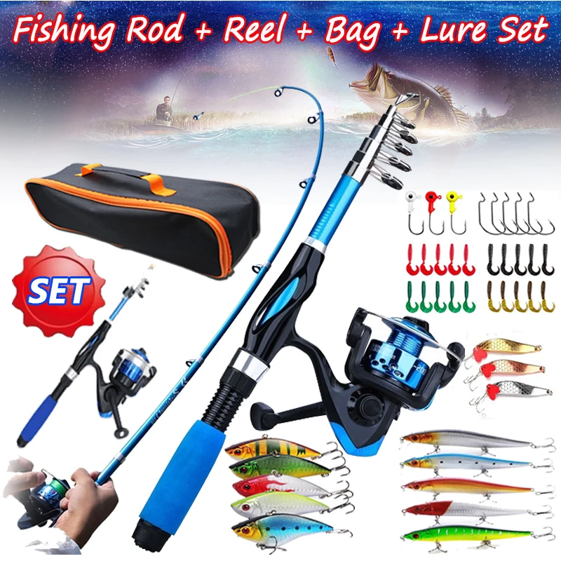 NEW Fishing Rod Full Kits with 1.2M Telescopic Sea and Spinn