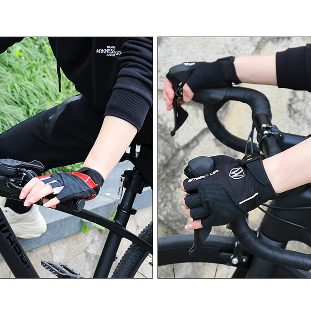 Велосипедные перчатки с открытыми пальцами противоударные дышащие спортивные