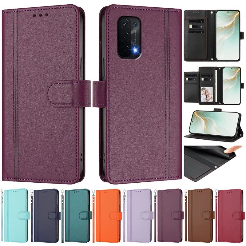 Фото Кожаный чехол-флип для OPPO A55 A54 A74 A94 A73 A93 A55s 5G A53 A54s A53s 4G, чехол-кошелек на 9 карт, защитный чехол-накладка №1