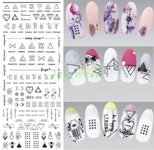 Водная наклейка для дизайна ногтей, все украшения, слайдеры, геометрический приклеиваемый дизайн ногтей, наклейки маникюрный лак, аксессуары