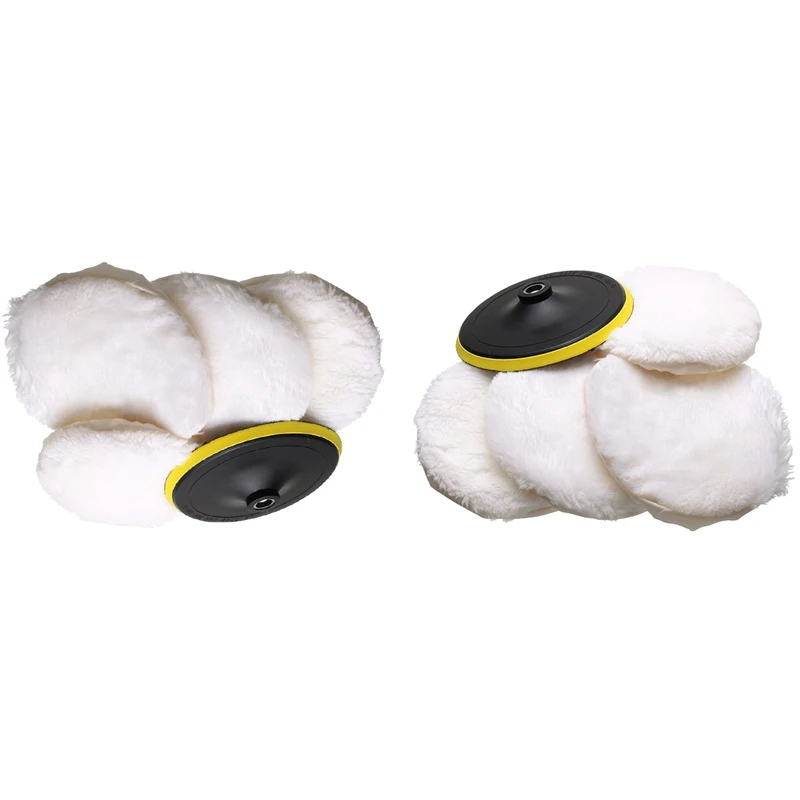 

2 Set Polisher/Buffer Kit Soft Wool Bonnet Pad White-6 Inch & 7 Inch