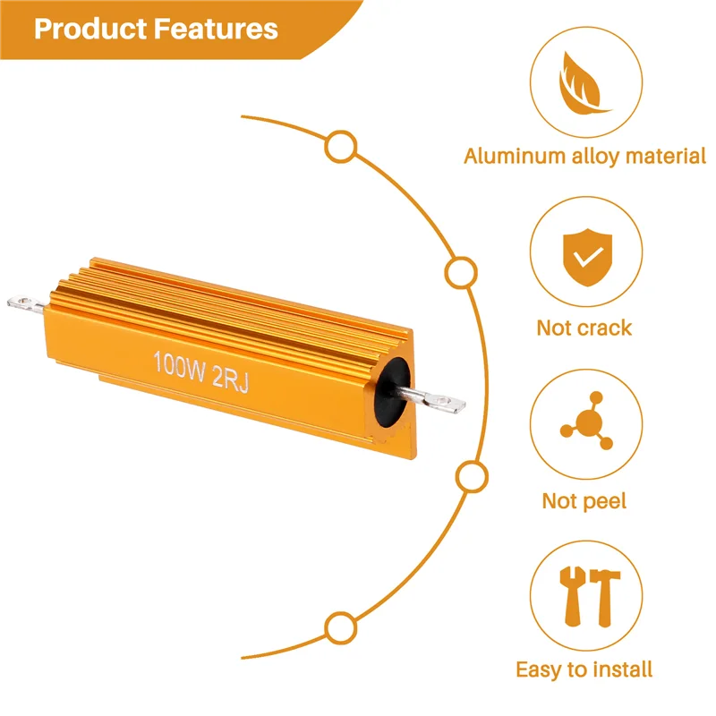 Силовой резистор с золотым алюминиевым покрытием сопротивление 100 Вт 2 Ом 2R