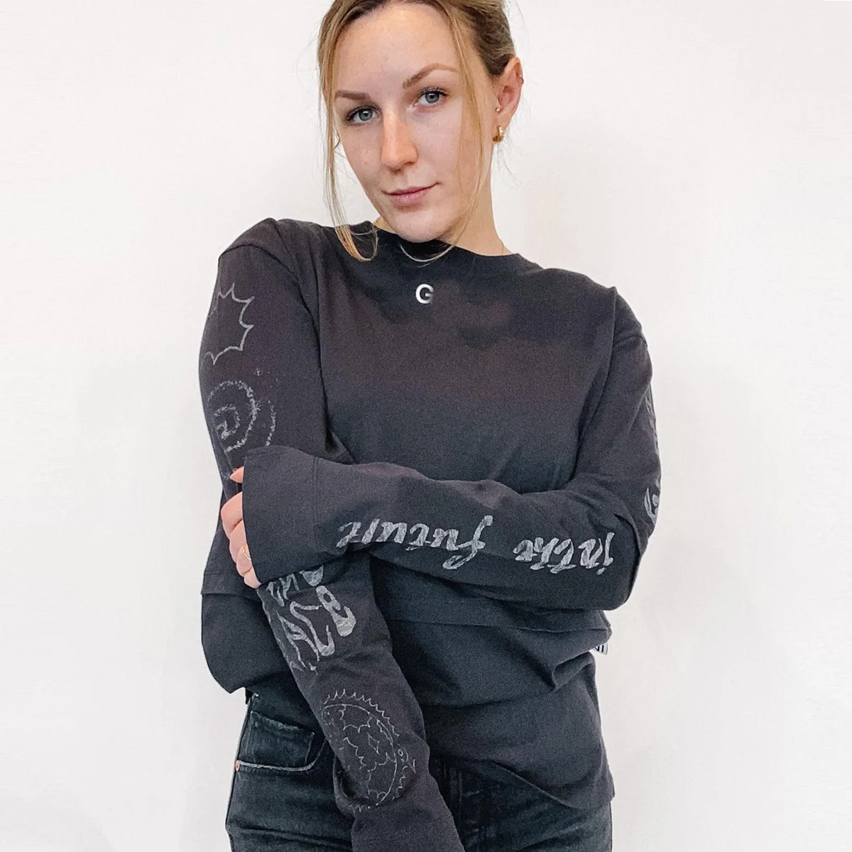 

Pirate Hippie Letter Cotton Woman T-Shirt 2022 Spring Autumn O Neck Long Sleeve Tee Shirt Chic Retro Classic High Street Tshirt