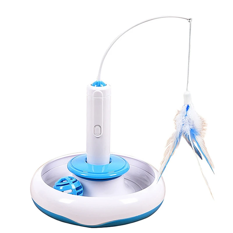 

Cat Toys Interactive Cat Toy Feather Funny Exercise Electric Flutter Rotating Kitten Toys Cat Teaser With Replacement A